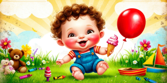 Retro Reimagined: A One-Year-Old's Whimsical Summer Adventure